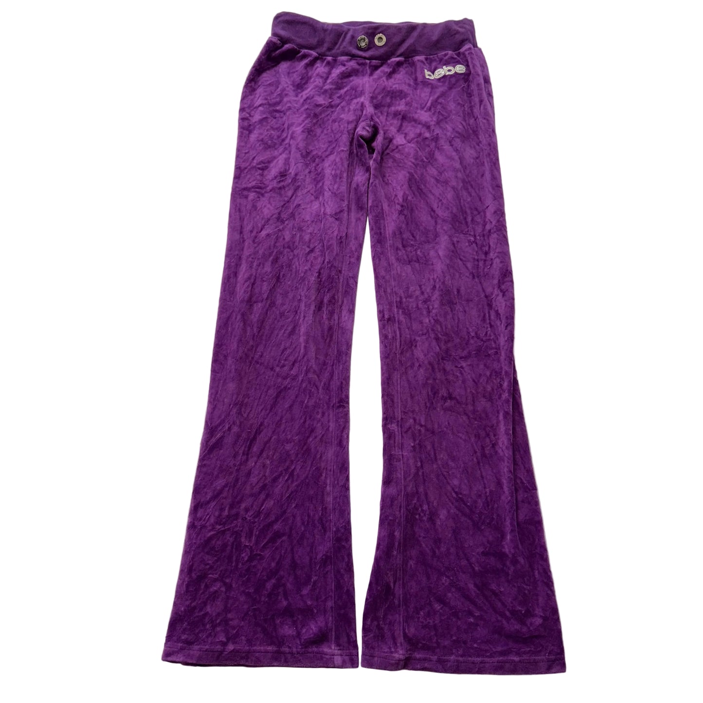 Bebe Women's Grape Purple Velour Flared Track Pant Loungewear Logo Y2K Size M