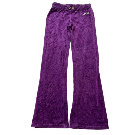 Bebe Women's Grape Purple Velour Flared Track Pant Loungewear Logo Y2K Size M
