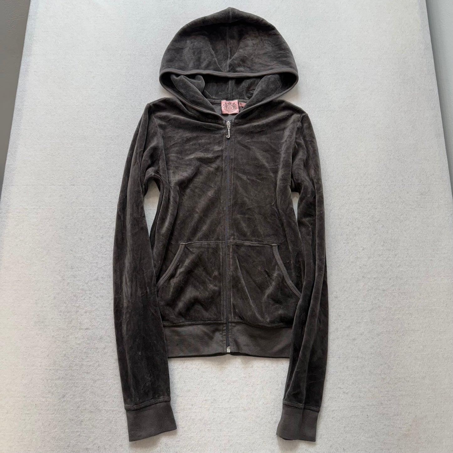 Juicy Couture “Juicy Wanted By All” Women's Charcoal Velour Zip Up Hoodie Size M