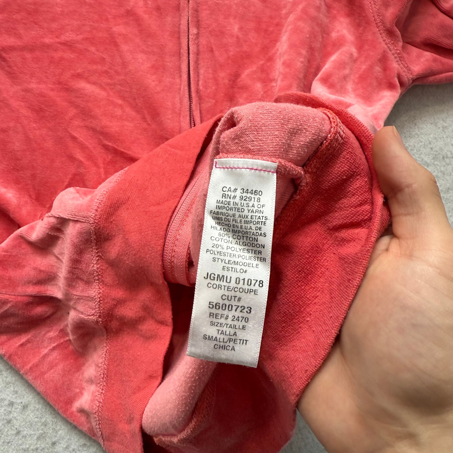 Vintage Juicy Couture Scottie Dogs Womens Coral Pink Velour Zip-Up Hoodie Size S