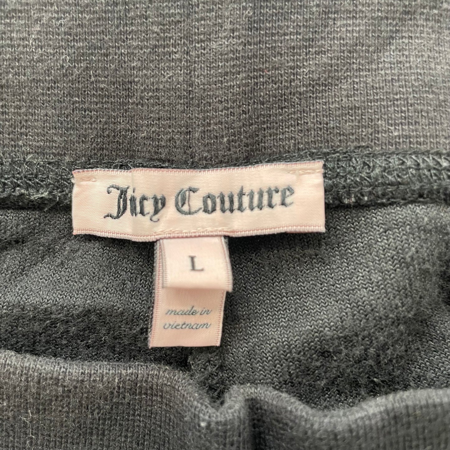 Vtg Juicy Couture Womens Black Velour Tracksuit Set Graphic Hoodie & Pant Size L