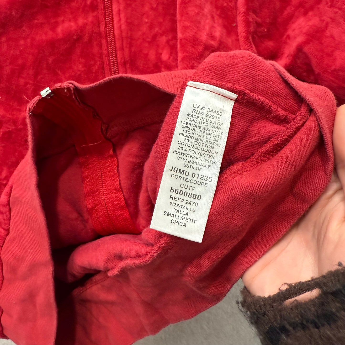 Vintage Juicy Couture Womens Ruby Red Velour Zip Up Hoodie Loungewear Y2K Size S
