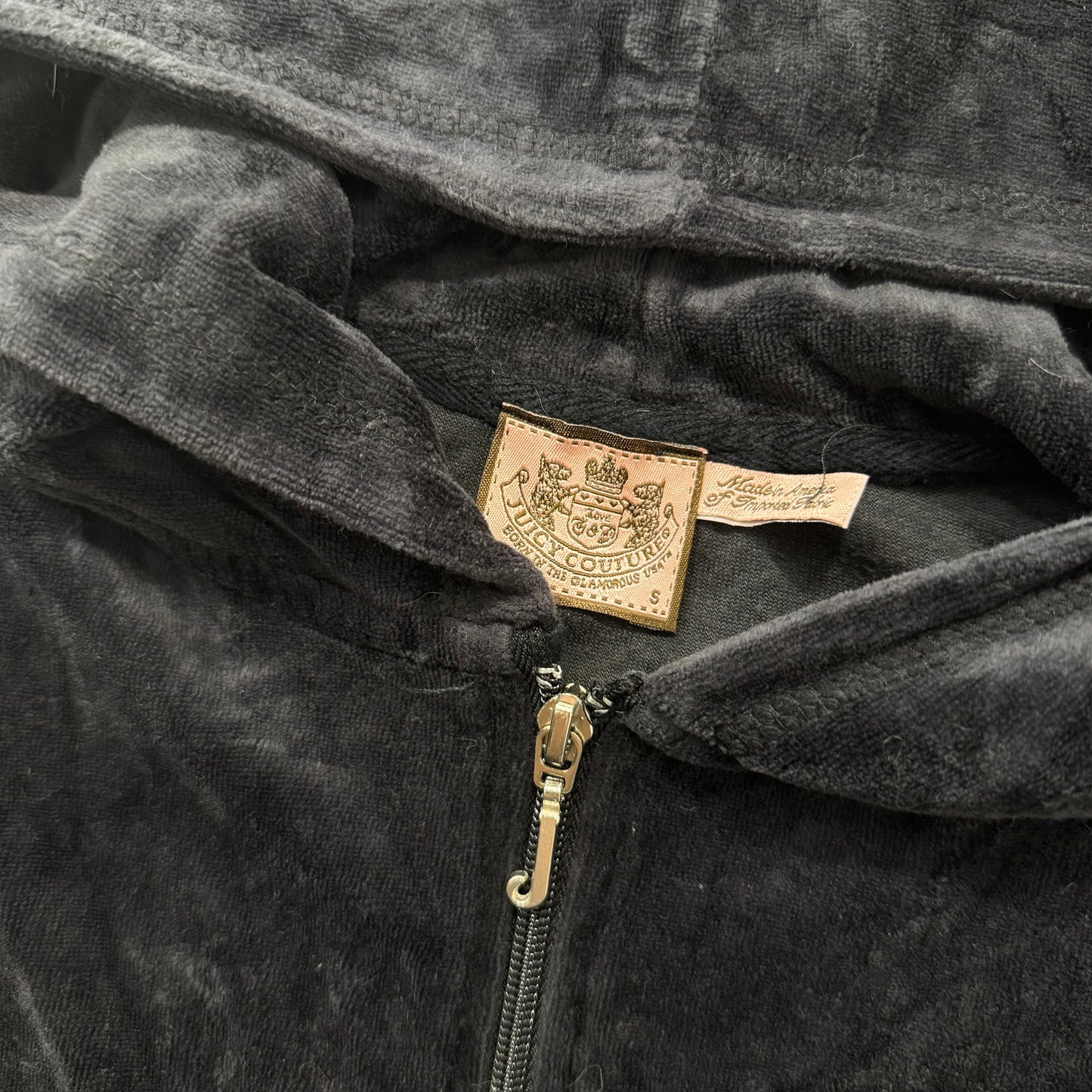 Vintage Juicy Couture Scottie Dogs Women's Charcoal Velour Zip-Up Hoodie Size S
