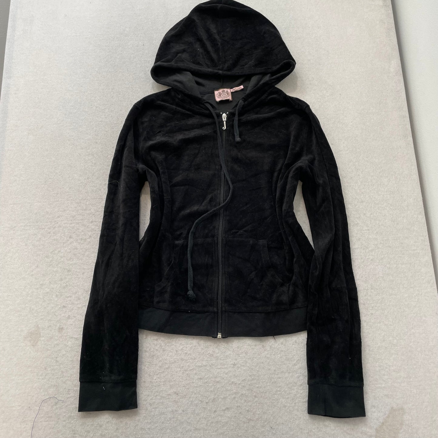 Juicy Couture Women's Black Velour Tracksuit Set Zip Hoodie & Pants Y2k Size XL