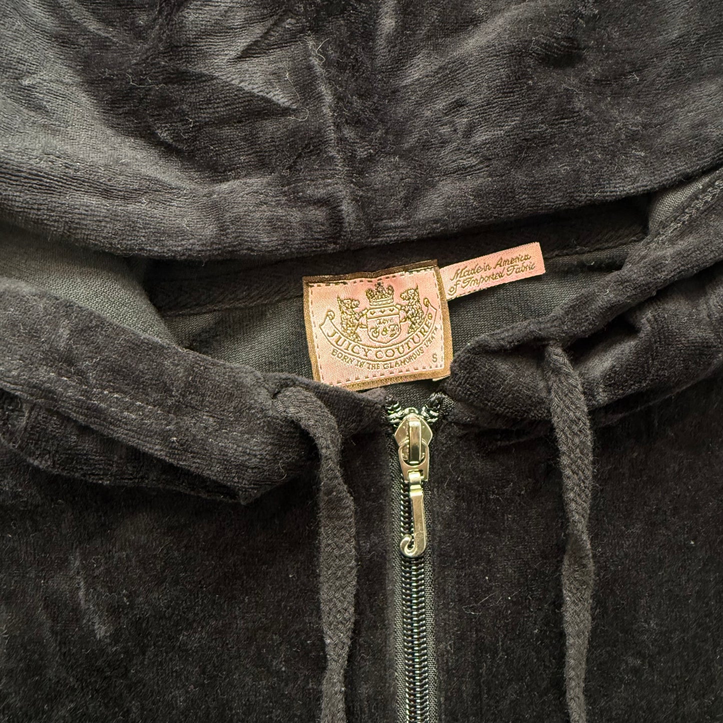 Vintage Juicy Couture Women's Black Velour Tracksuit Set Hoodie & Pant Size S
