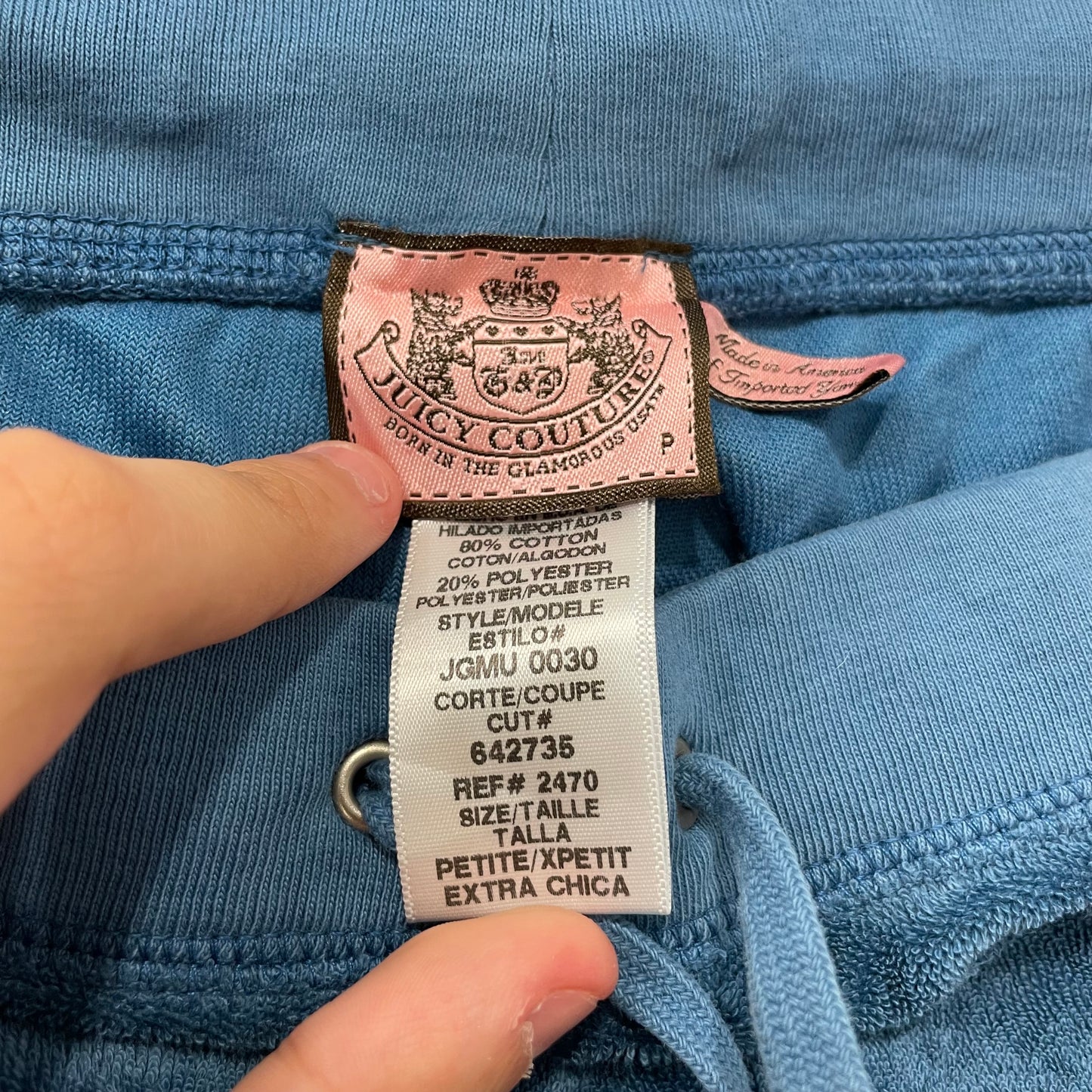 Juicy Couture Women's Teal Blue Terry Flared Leg Track Pants Drawstring Size P