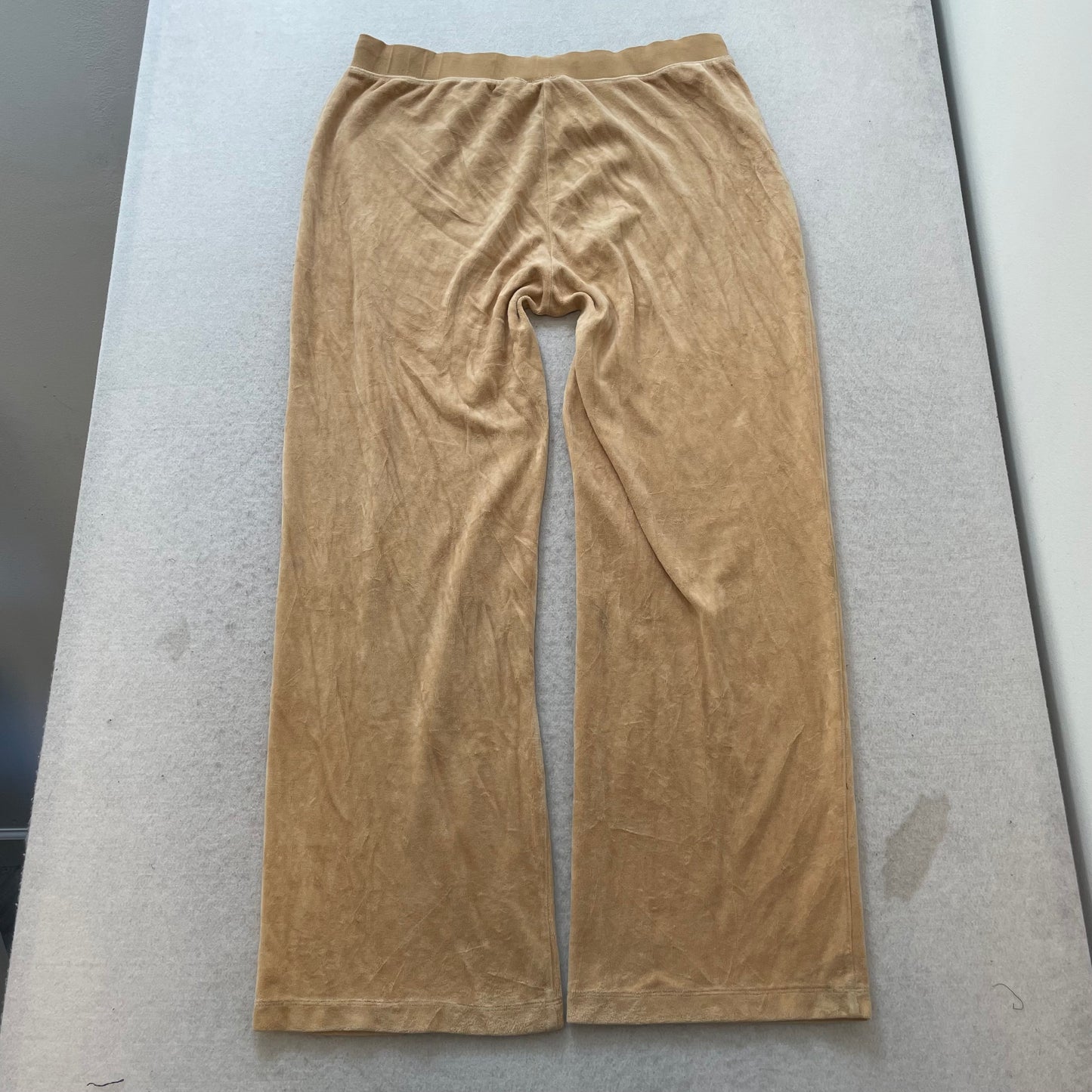 Juicy Couture Women's Camel Velour Flared Leg Track Pants Drawstring Size Y2K XL