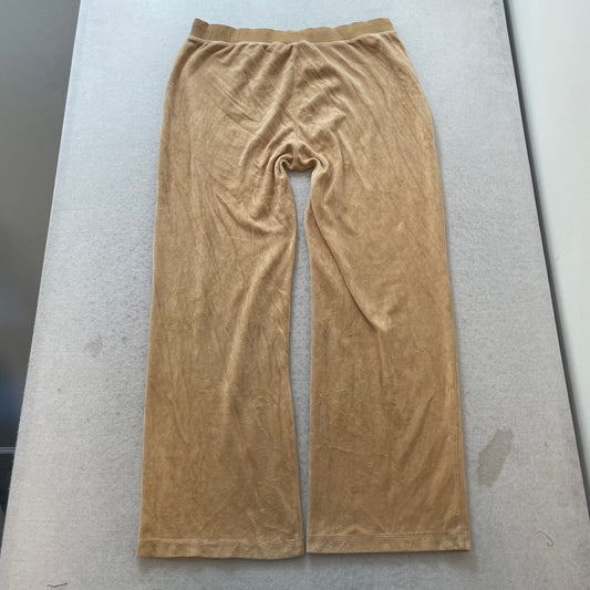 Juicy Couture Women's Camel Velour Flared Leg Track Pants Drawstring Size Y2K XL