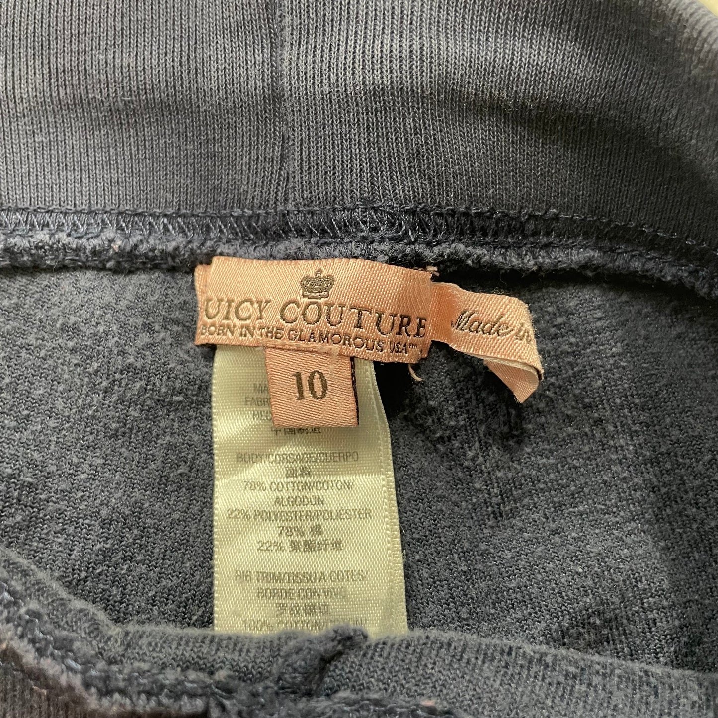 Juicy Couture Women's Navy Velour Flared Track Pant Graphic Logo Preppy Size 10