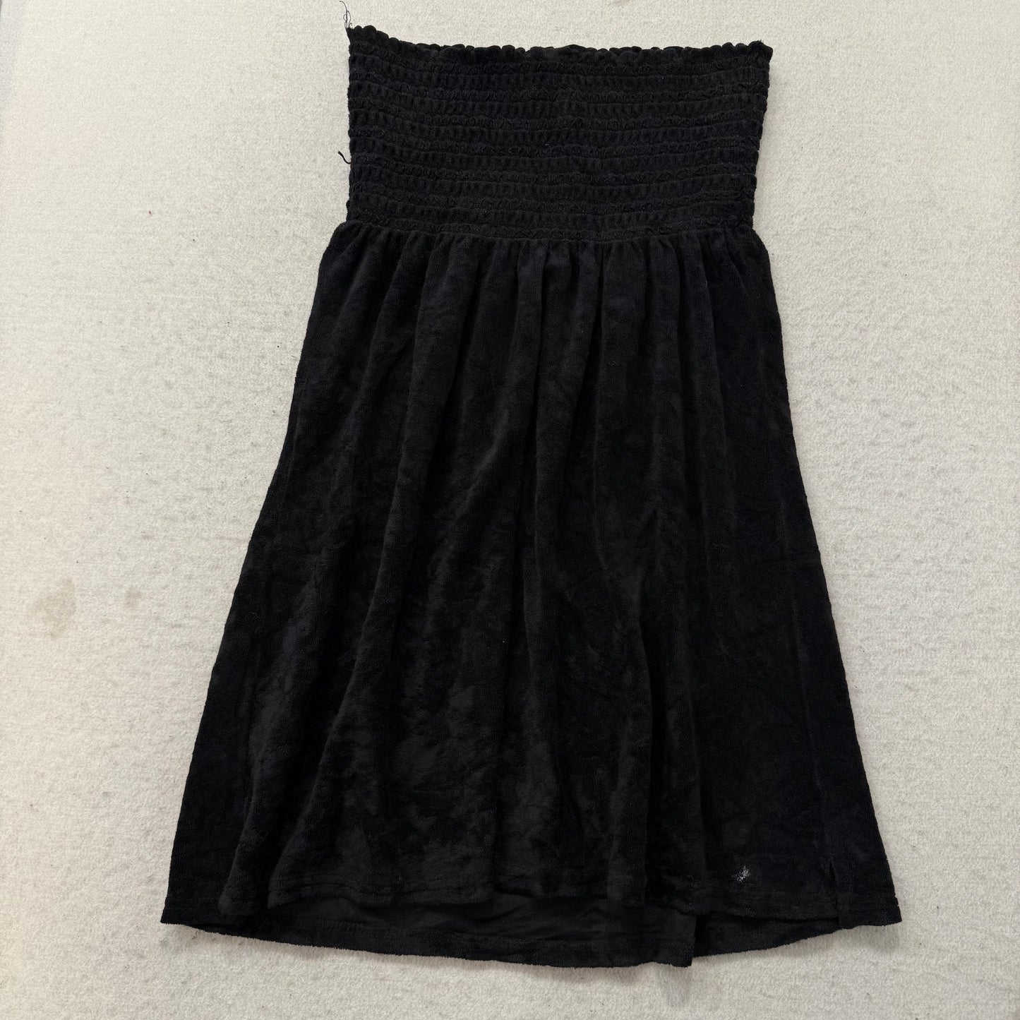Juicy Couture Women Black Terry Cloth Smocked Tube Dress Strapless Casual Size M