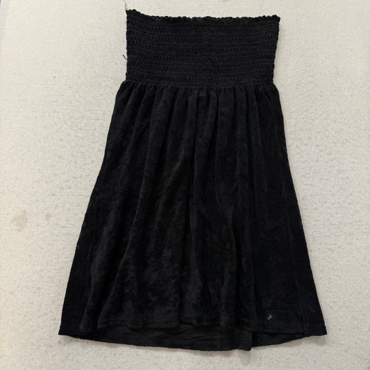 Juicy Couture Women Black Terry Cloth Smocked Tube Dress Strapless Casual Size M