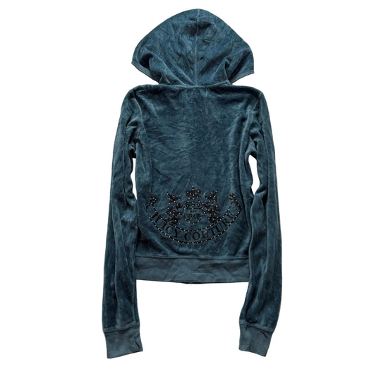 2003 Vintage Juicy Couture “Scottie Dog” Women's Slate Blue Zip Up Hoodie Size M