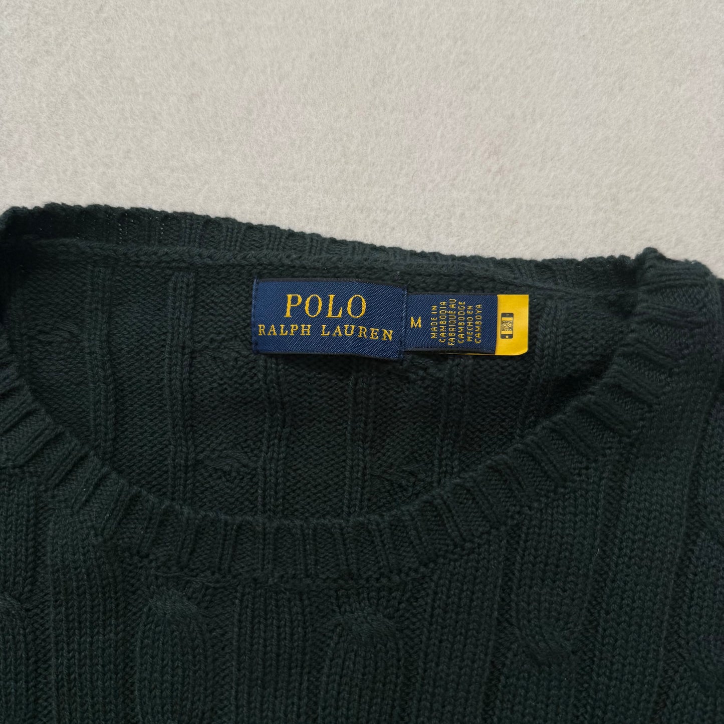 Polo Ralph Lauren Mens Hunter Green Cable-Knit Sweater Heritage Style Size M NWT
