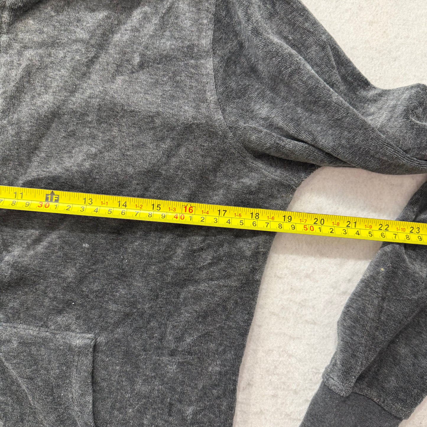 Vtg Juicy Couture Womens Charcoal Grey Velour Tracksuit Set Hoodie & Pant Size S
