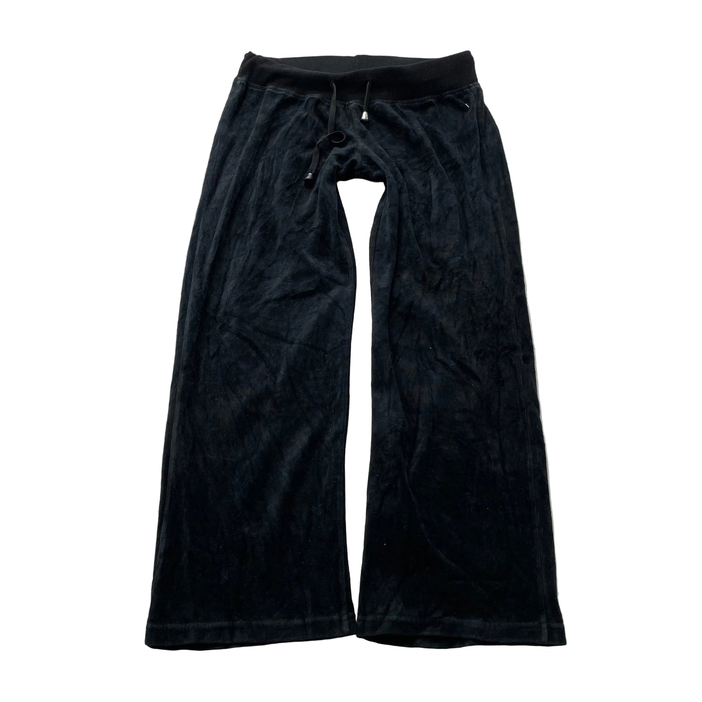 Vintage Juicy Couture Women's Black Velour Flared Track Pants Drawstring Size S