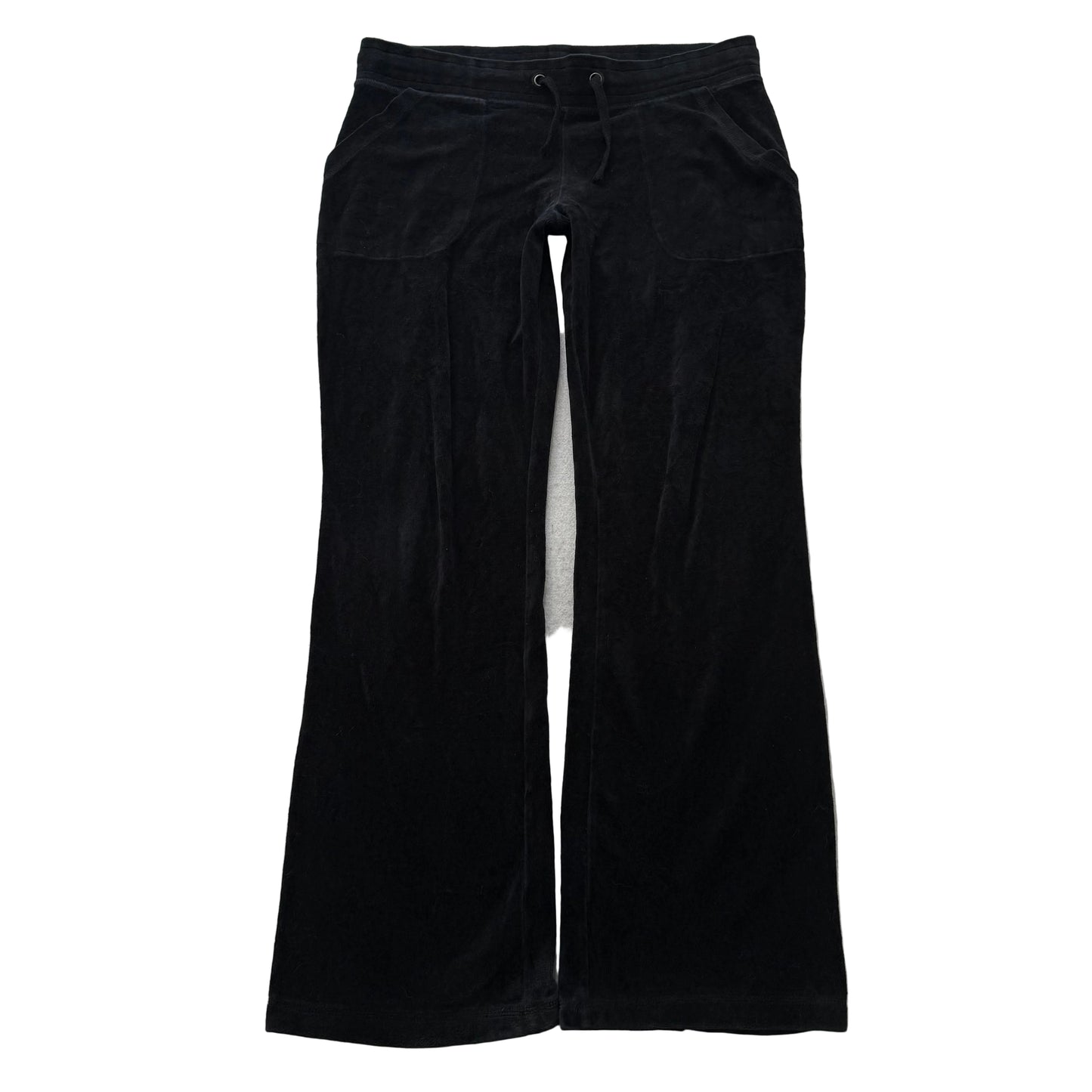 Juicy Couture Women's Black Velour Flared Track Pants Loungewear Pockets Size M