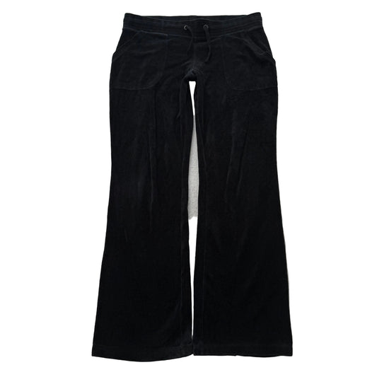 Juicy Couture Women's Black Velour Flared Track Pants Loungewear Pockets Size M