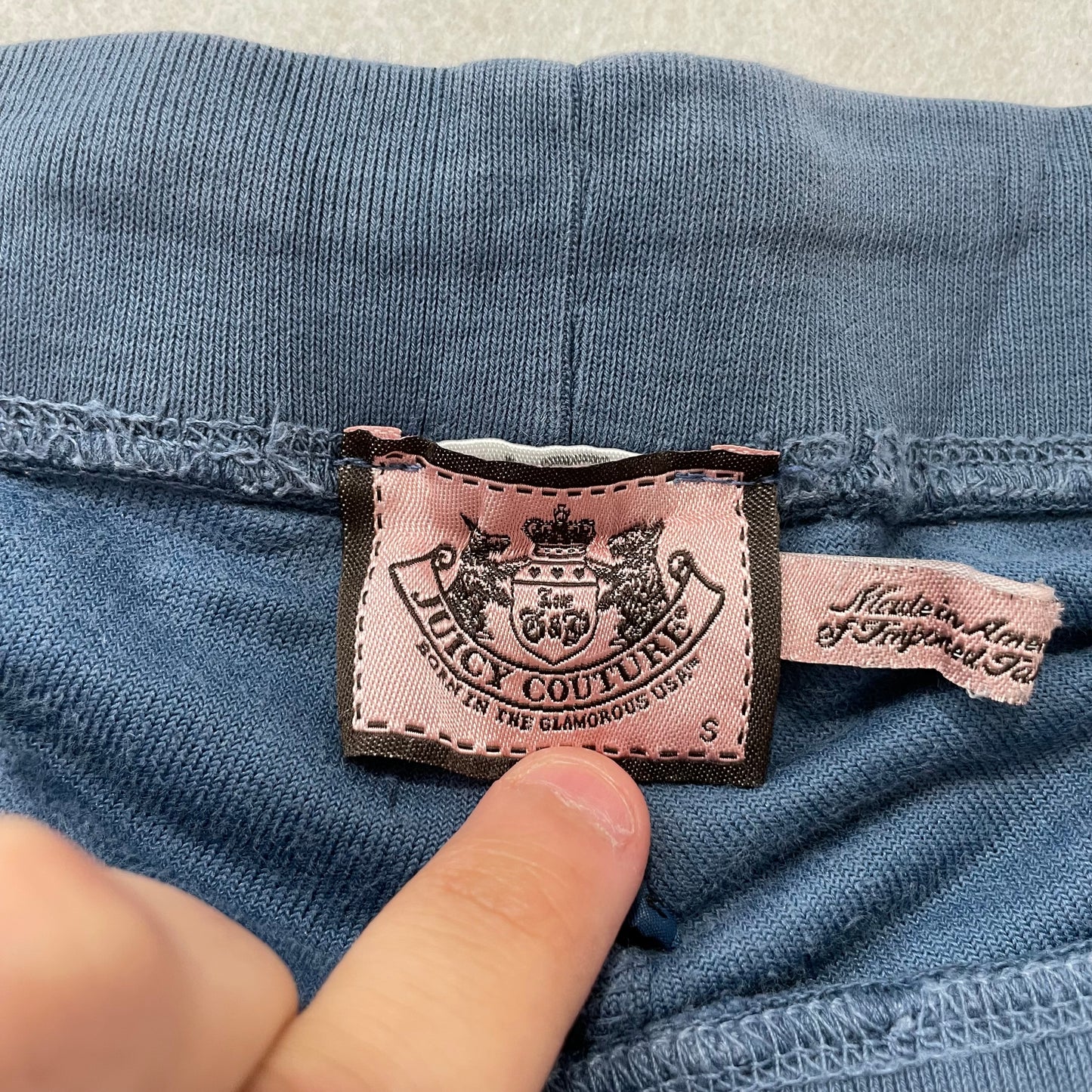 Vintage Juicy Couture Womens Slate Blue Velour Flared Track Pant Dog Logo Size S