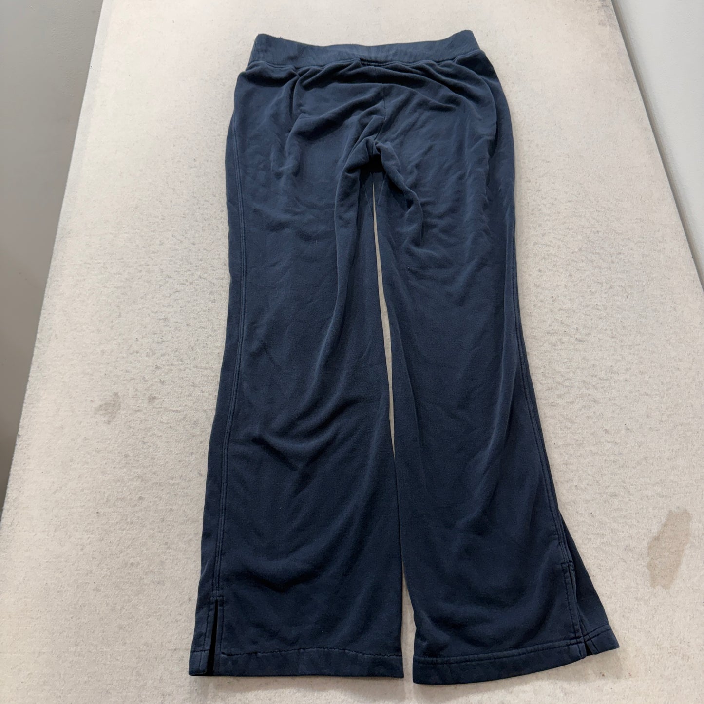 Nike Women's Navy Blue Wide Leg Sweatpants Drawstring Swoosh Logo Relaxed Size L