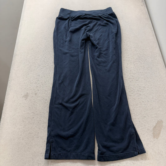 Nike Women's Navy Blue Wide Leg Sweatpants Drawstring Swoosh Logo Relaxed Size L