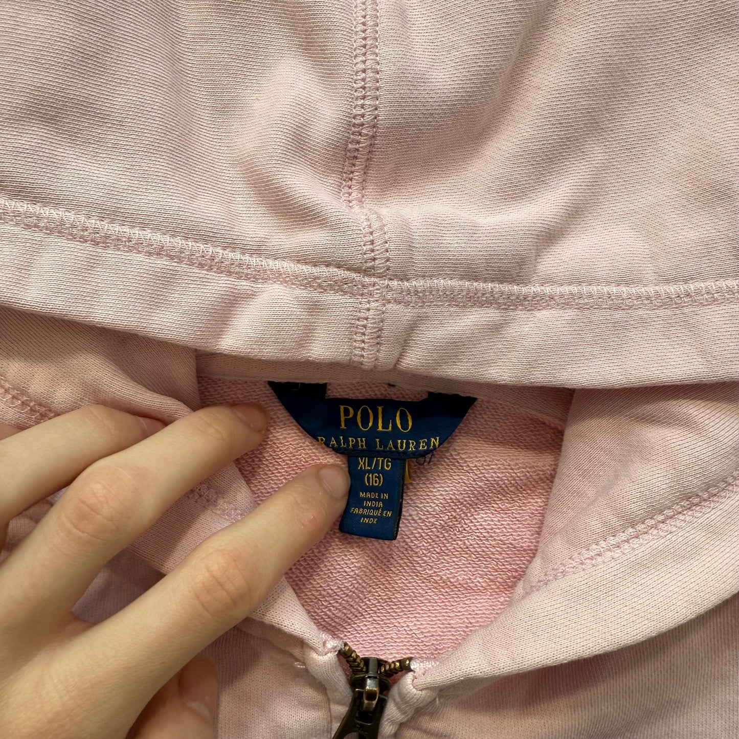 Polo Ralph Lauren Women's Pastel Pink Full-Zip Hoodie Long Sleeve Pocket Size XL