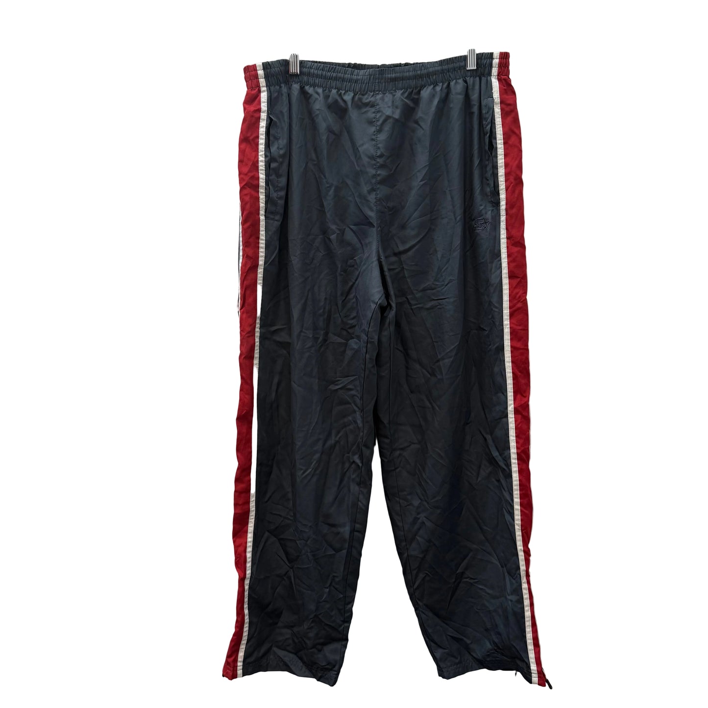 Starter Men's Black Polyester Straight Leg Track Pant Drawstring Zip Hem Size L