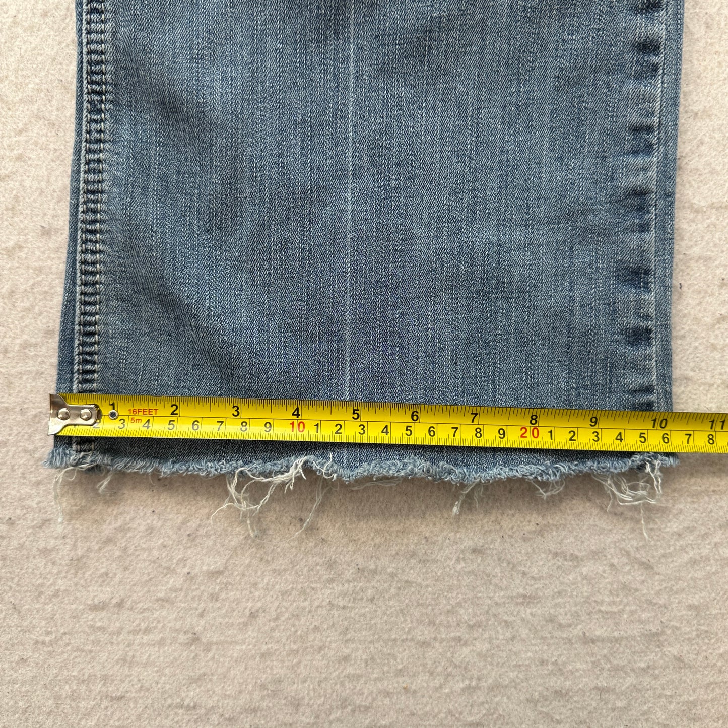 Ariat Trouser Womens Blue Wide Leg Denim Jeans Distressed Perfect Rise Size 30L
