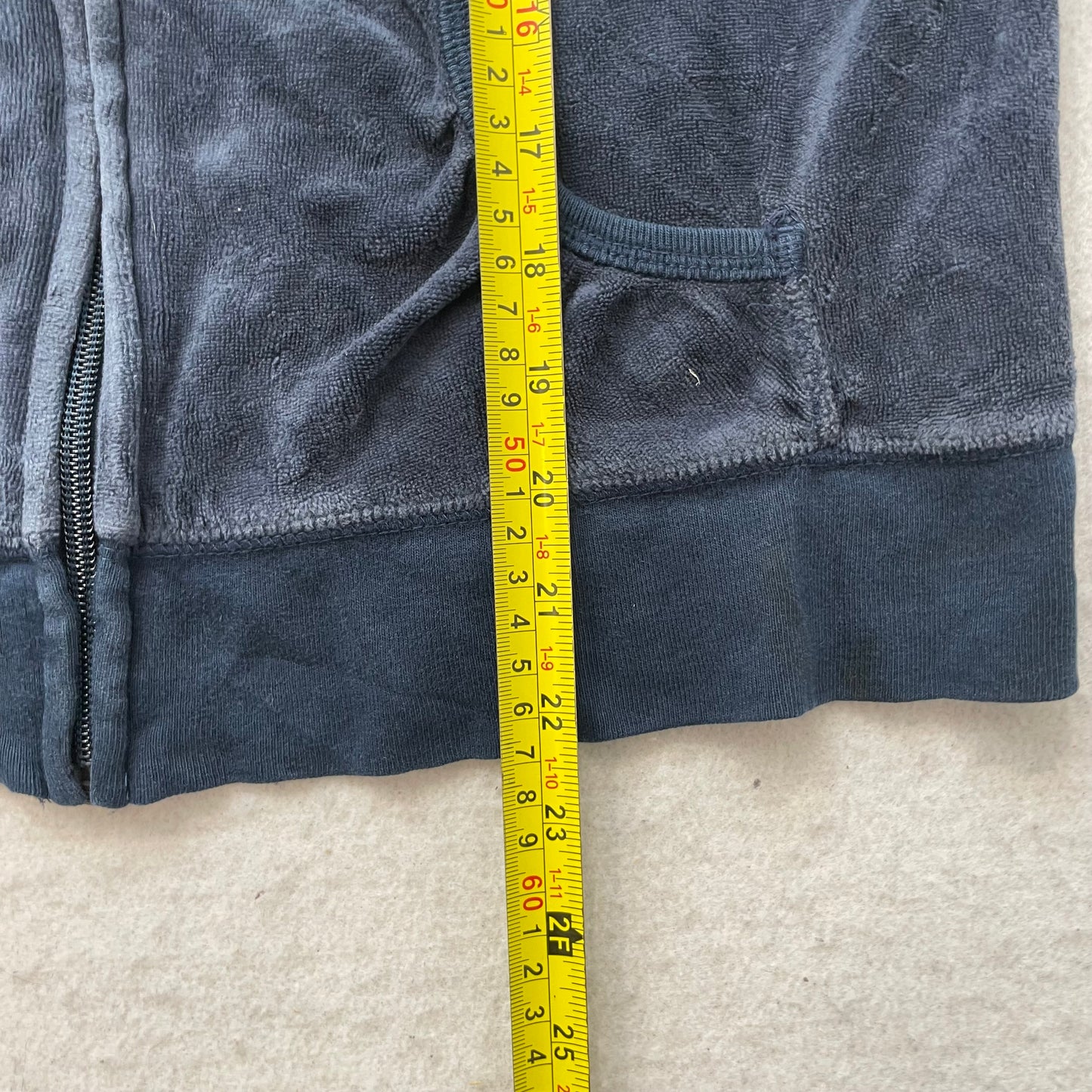 Juicy Couture Women Navy Velour Tracksuit Sets Hoodie & Pant Graphic Logo Size M