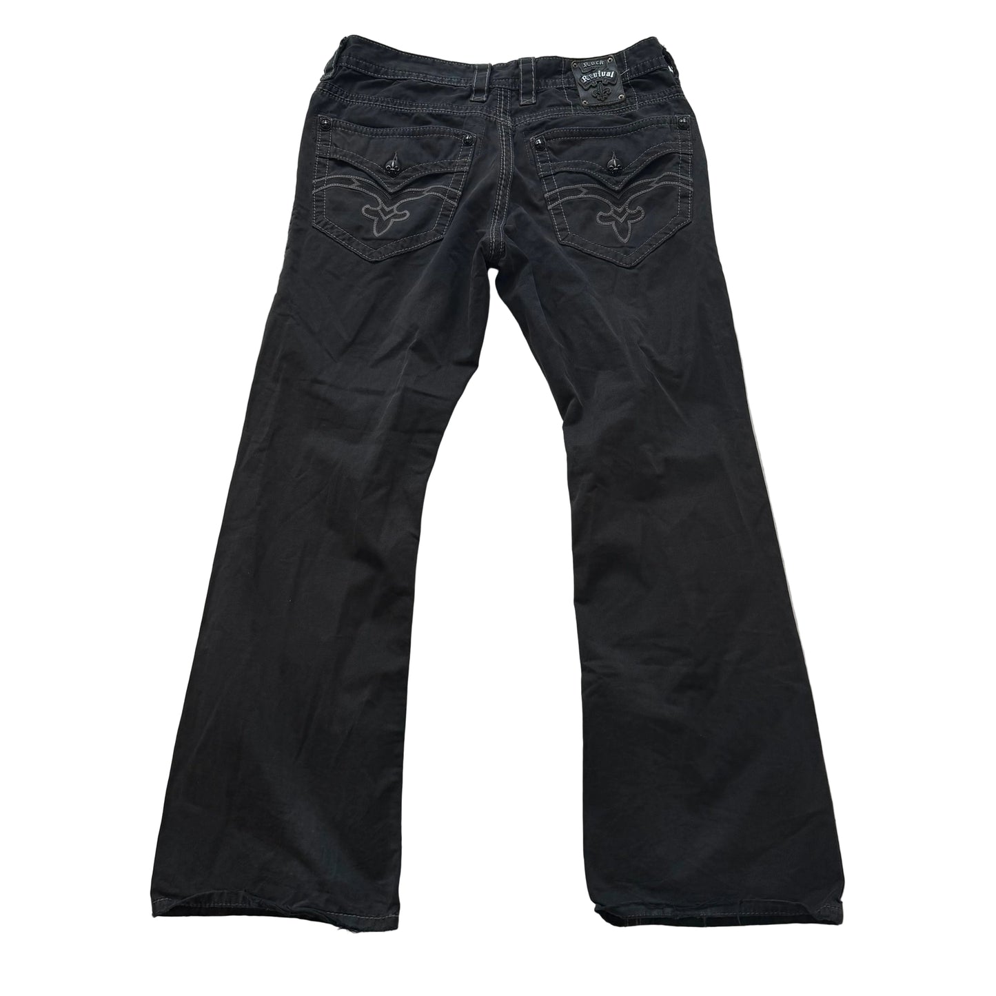 Rock Revival Steven Men's Black Straight Jeans Flap Pockets Mid-Rise Size 33
