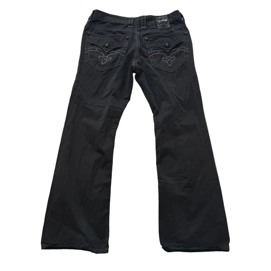 Rock Revival Steven Men's Black Straight Jeans Flap Pockets Mid-Rise Size 33