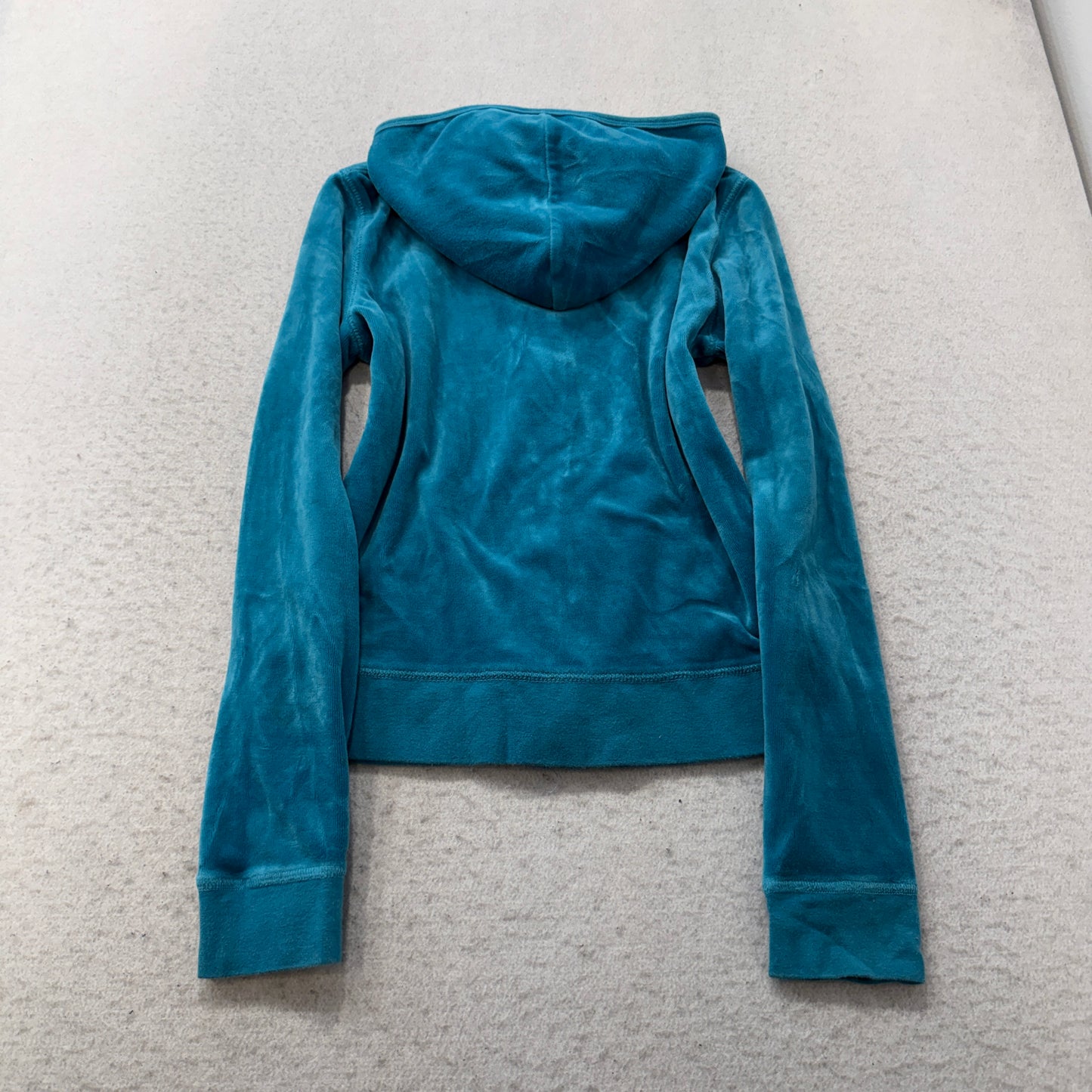 Juicy Couture Women's Teal Blue Velour Tracksuit Set Hoodie & Flared Pant Size M