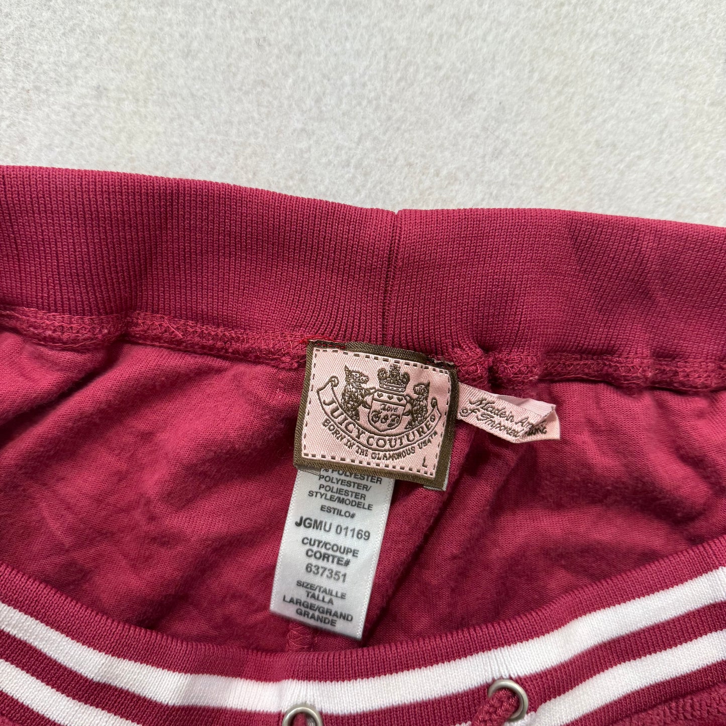Juicy Couture Crimson Velour Flared Track Pants Drawstring Mid Rise Size L