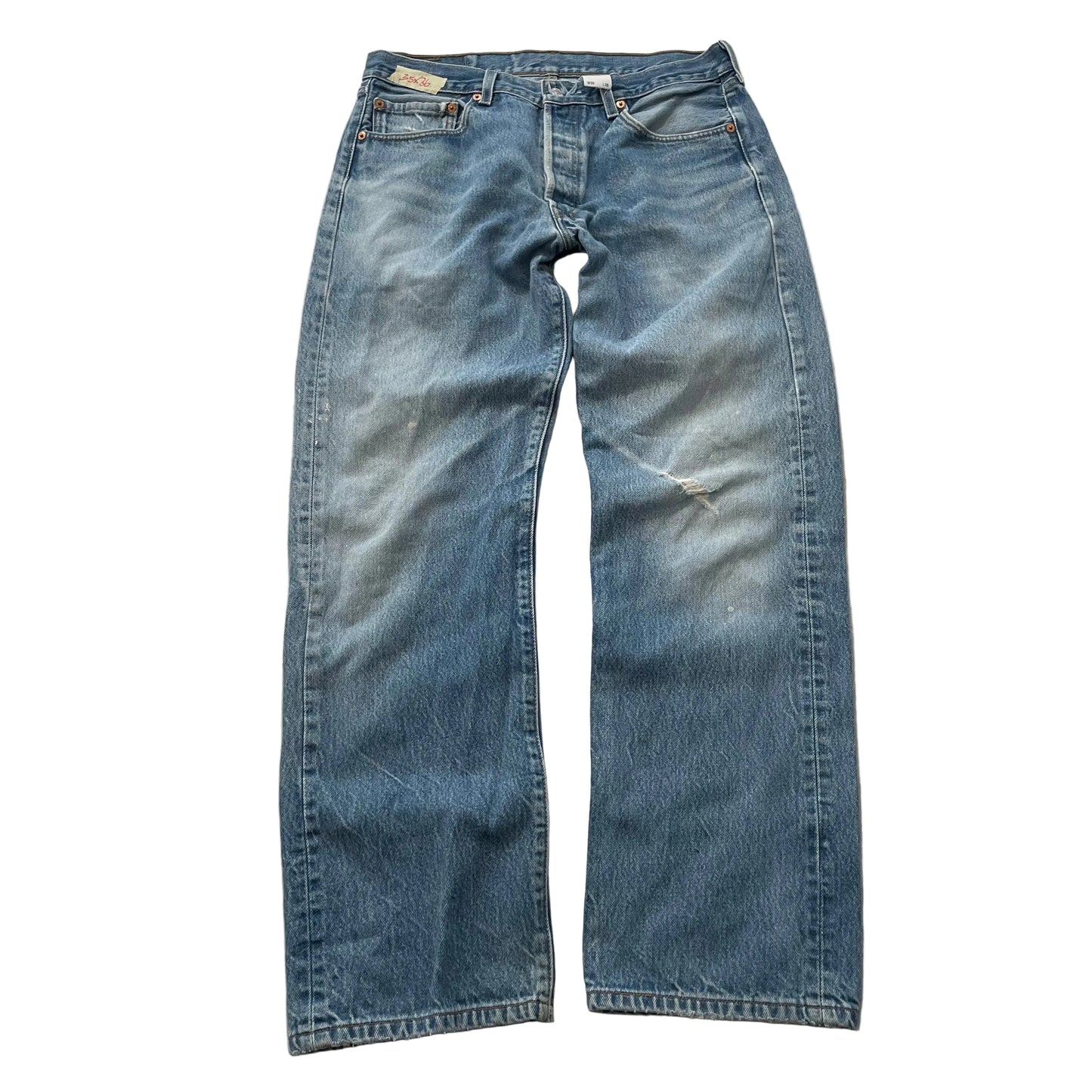Levi's 501XX Men's Light Blue Straight Leg Denim Jeans Faded Button Fly Size 35x36