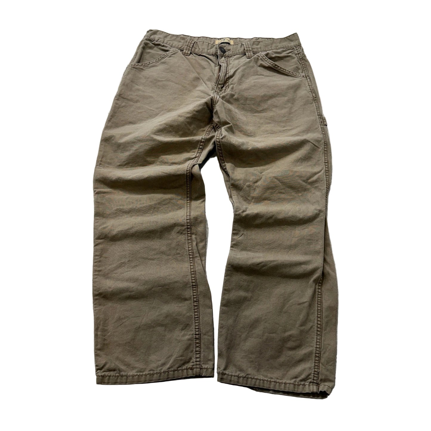 Blue Mountain Men's Khaki Canvas Carpenter Work Pants Utility Dungarees Size W34