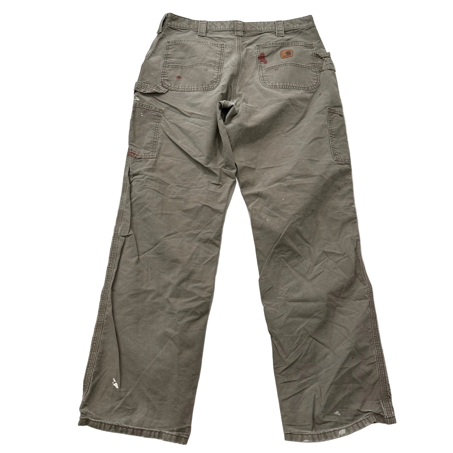 Carhartt Men's Tan Cotton Straight Leg Carpenter Pants Tool Pockets Waist 34