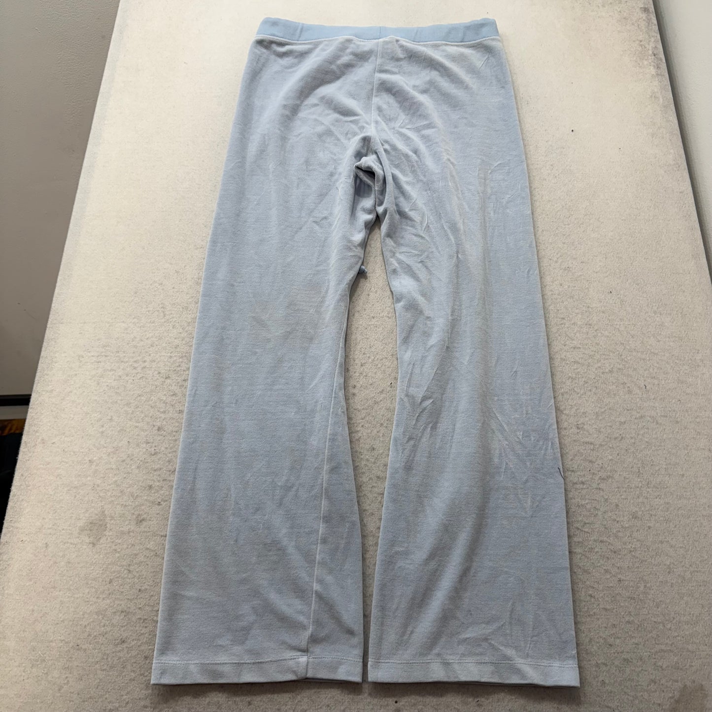 Juicy Couture Women Light Pastel Blue Velour Flared Track Pant Drawstring Size M