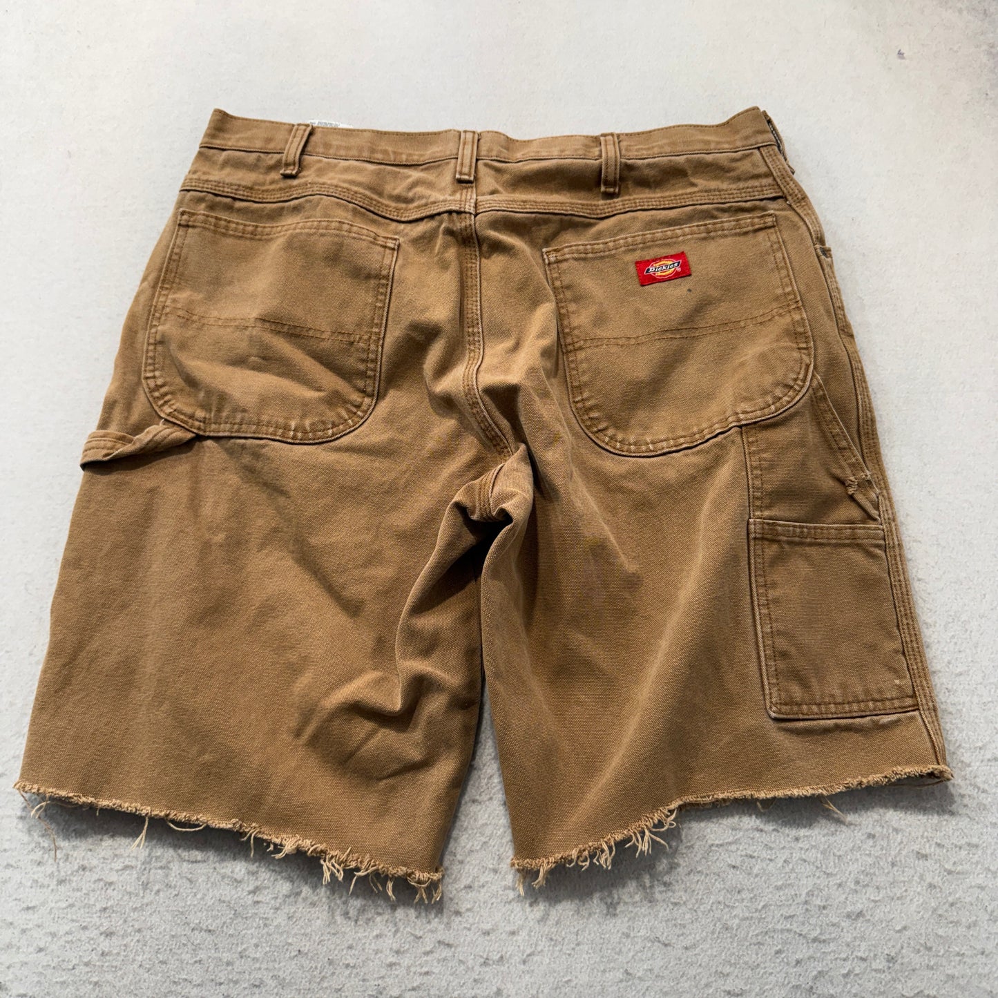 Dickies Men's Brown Cotton Cut-Off Carpenter Shorts Pockets Casual Size 36x32