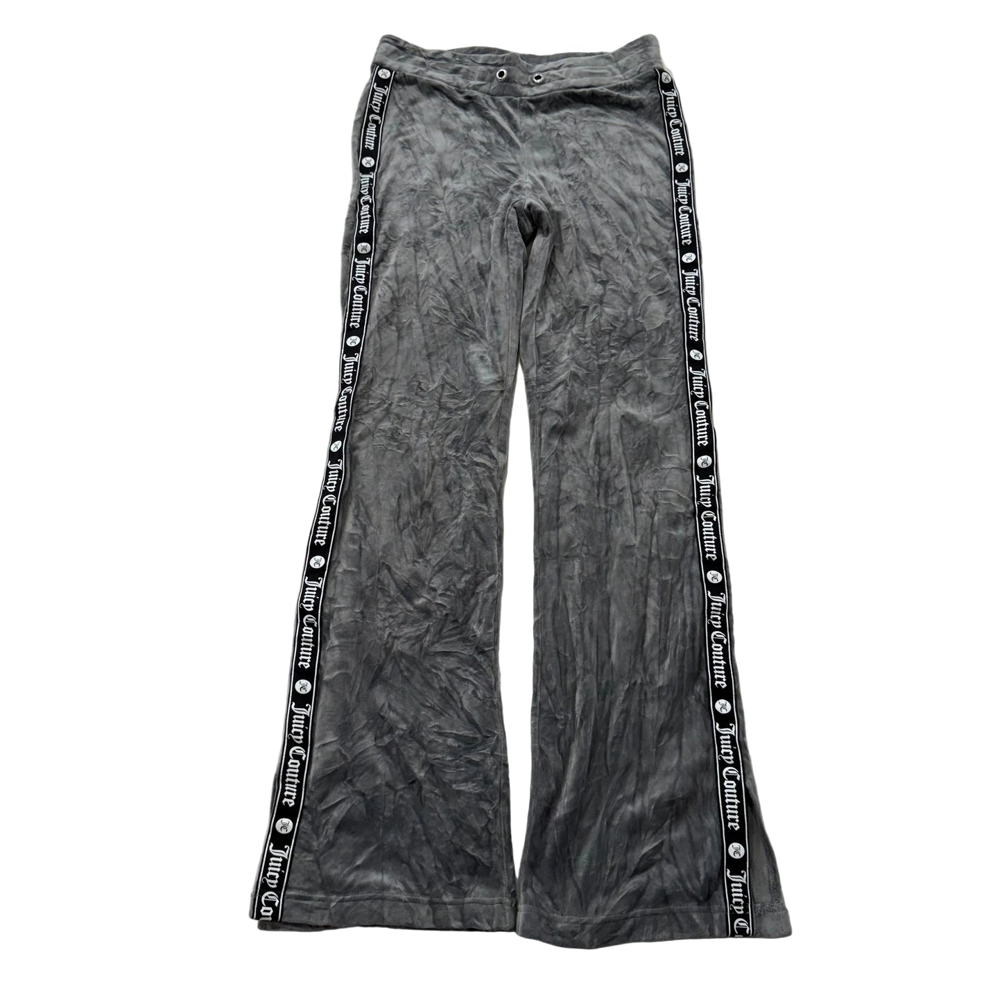 Juicy Couture Women's Gray Velour Flared Track Pant Side Stripe Logo Tape Size S