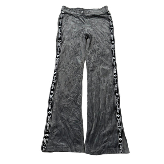 Juicy Couture Women's Gray Velour Flared Track Pant Side Stripe Logo Tape Size S