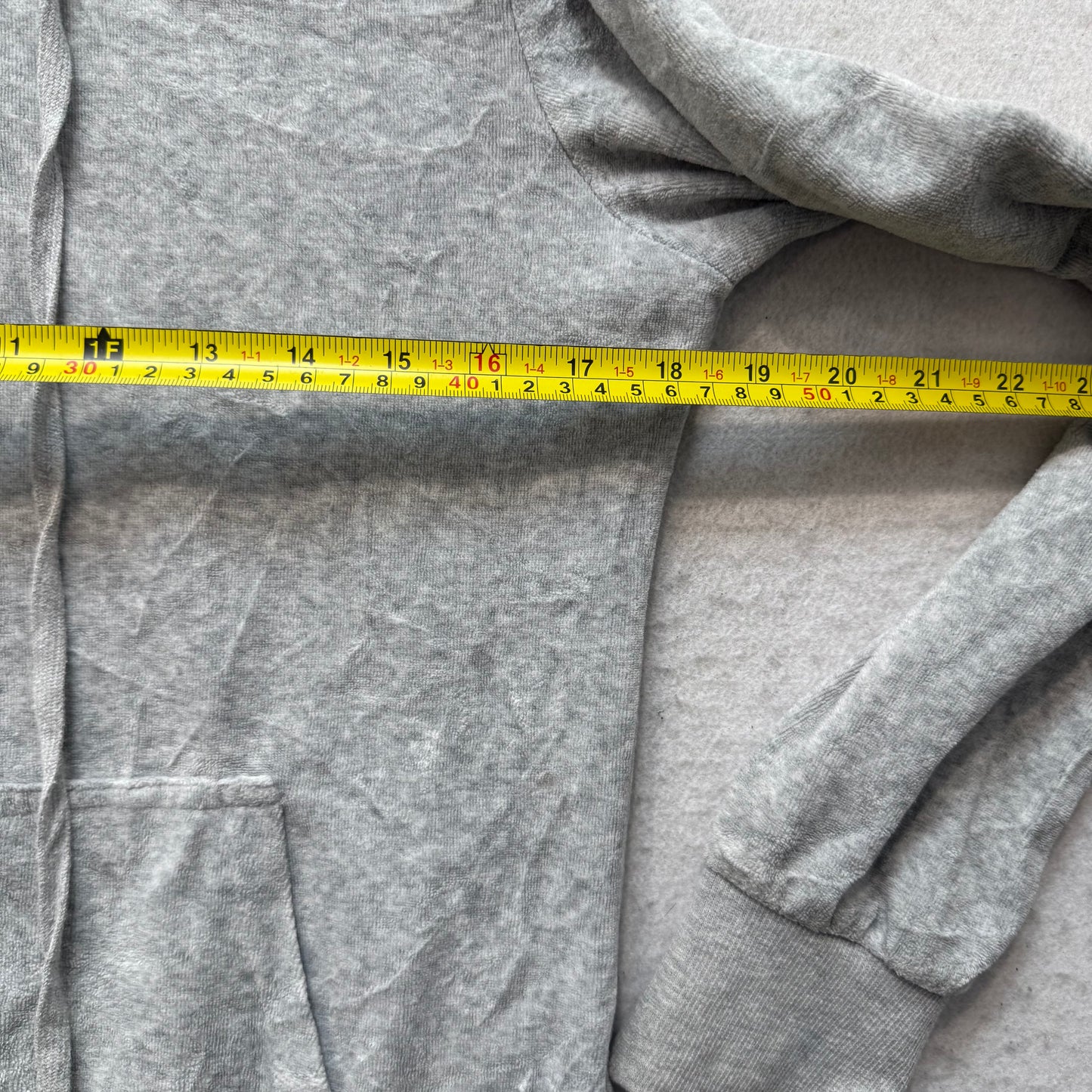 Vtg Juicy Couture Women Heather Gray Velour Tracksuit Set Hoodie & Pant Size M/S