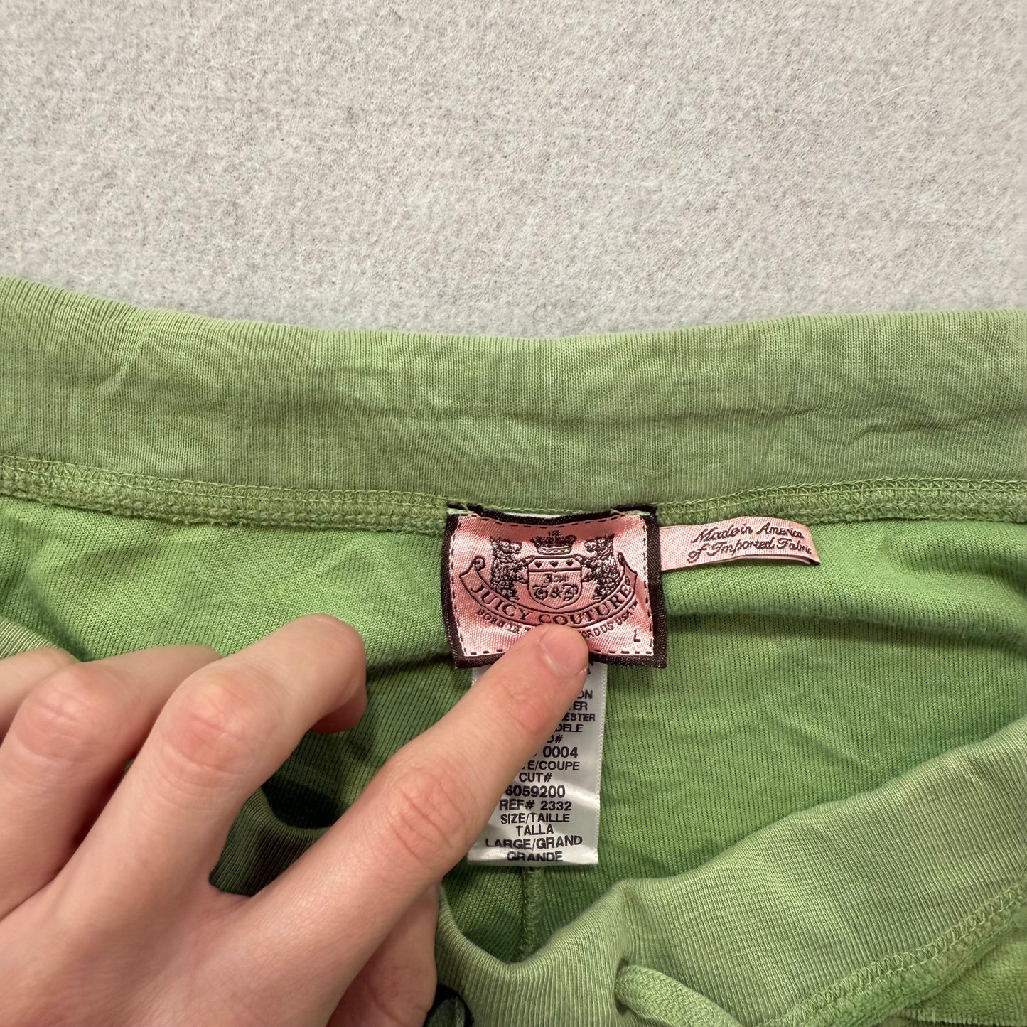 Vintage Juicy Couture Women Apple Green Velour Flared Track Pant Low Rise Size L
