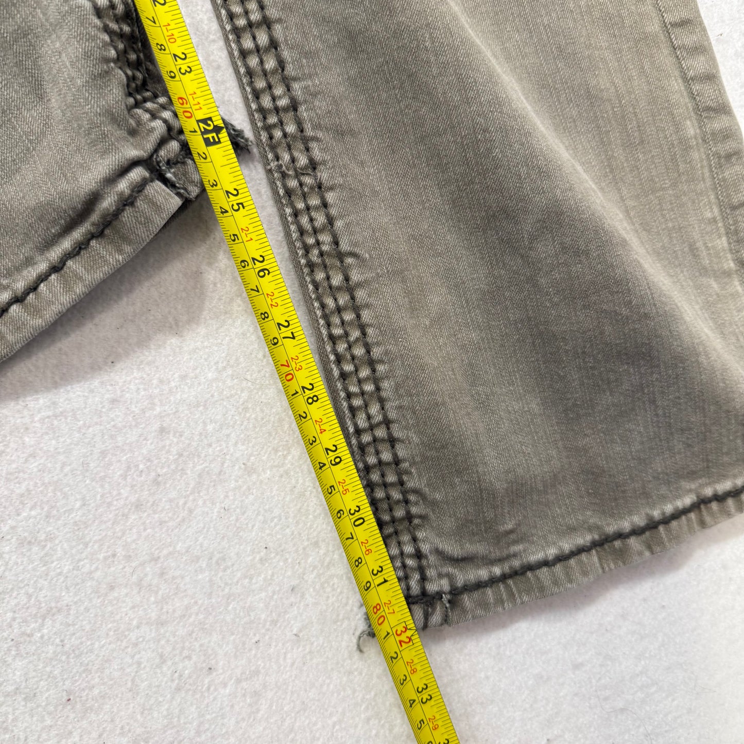 Rock Revival Men Taupe Denim Straight Jeans Inverted Fleur-de-Lis Pocket Size 36