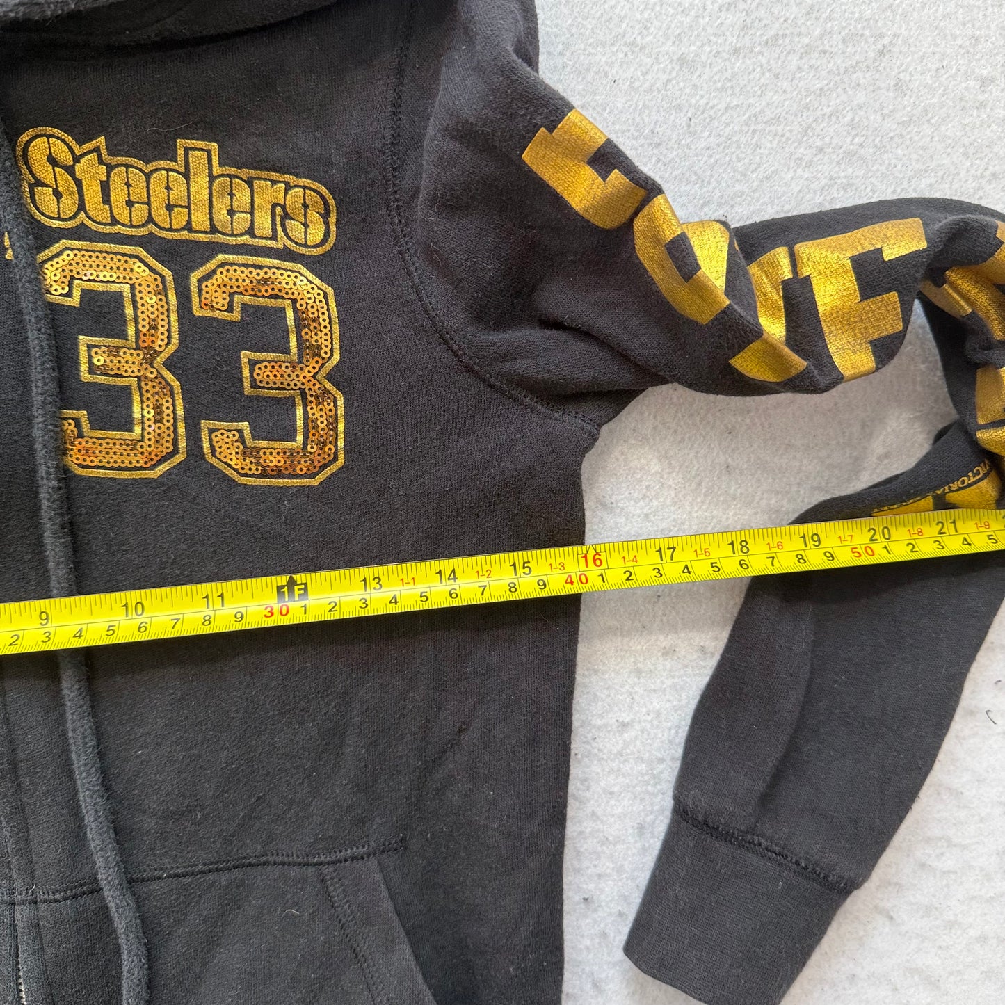 Victoria's Secret PINK Pittsburgh Steelers Women Black Fleece Zip-Up Hoodie - XS