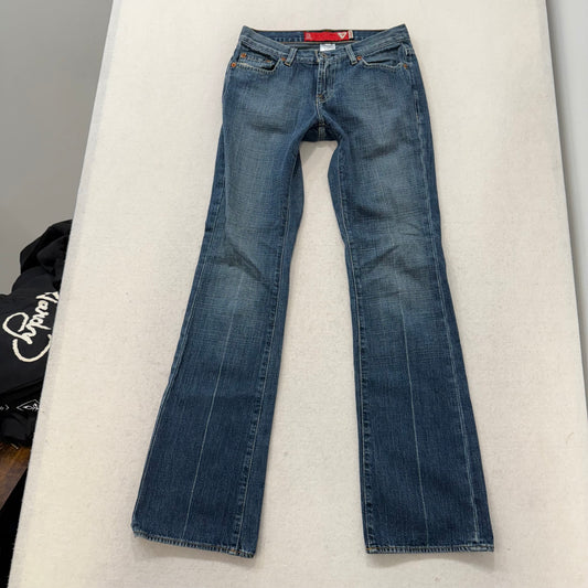 Guess Medium Wash Blue Denim Flared Leg Jeans Y2K Fashion Low Rise Size 26