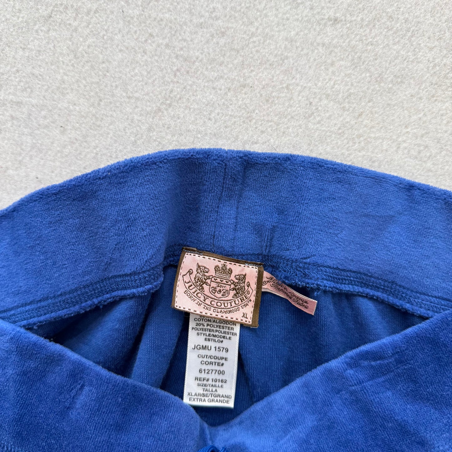 Juicy Couture Women's Royal Blue Velour Straight Wide Leg Track Pant Y2K Size XL