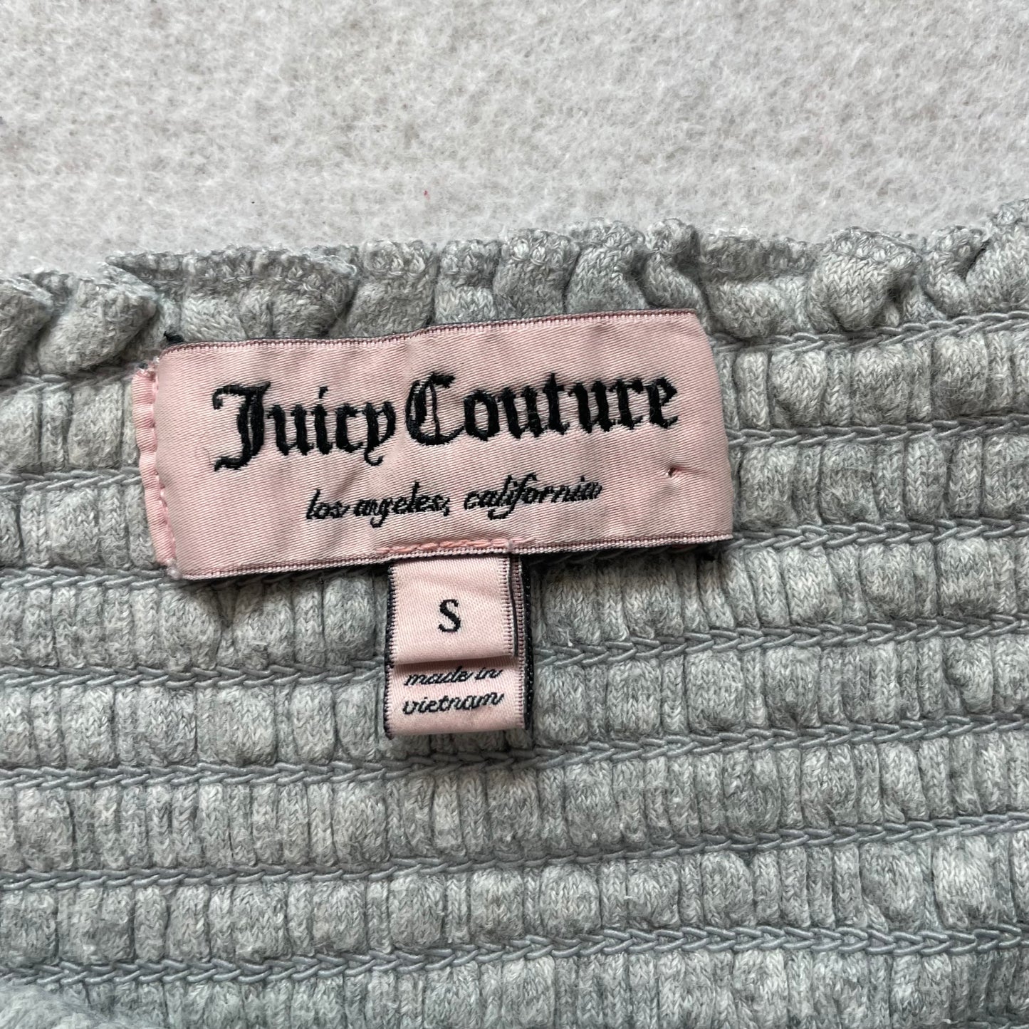 Juicy Couture Women Gray Terry Cloth Smocked Strapless Flare Dress Casual Size S
