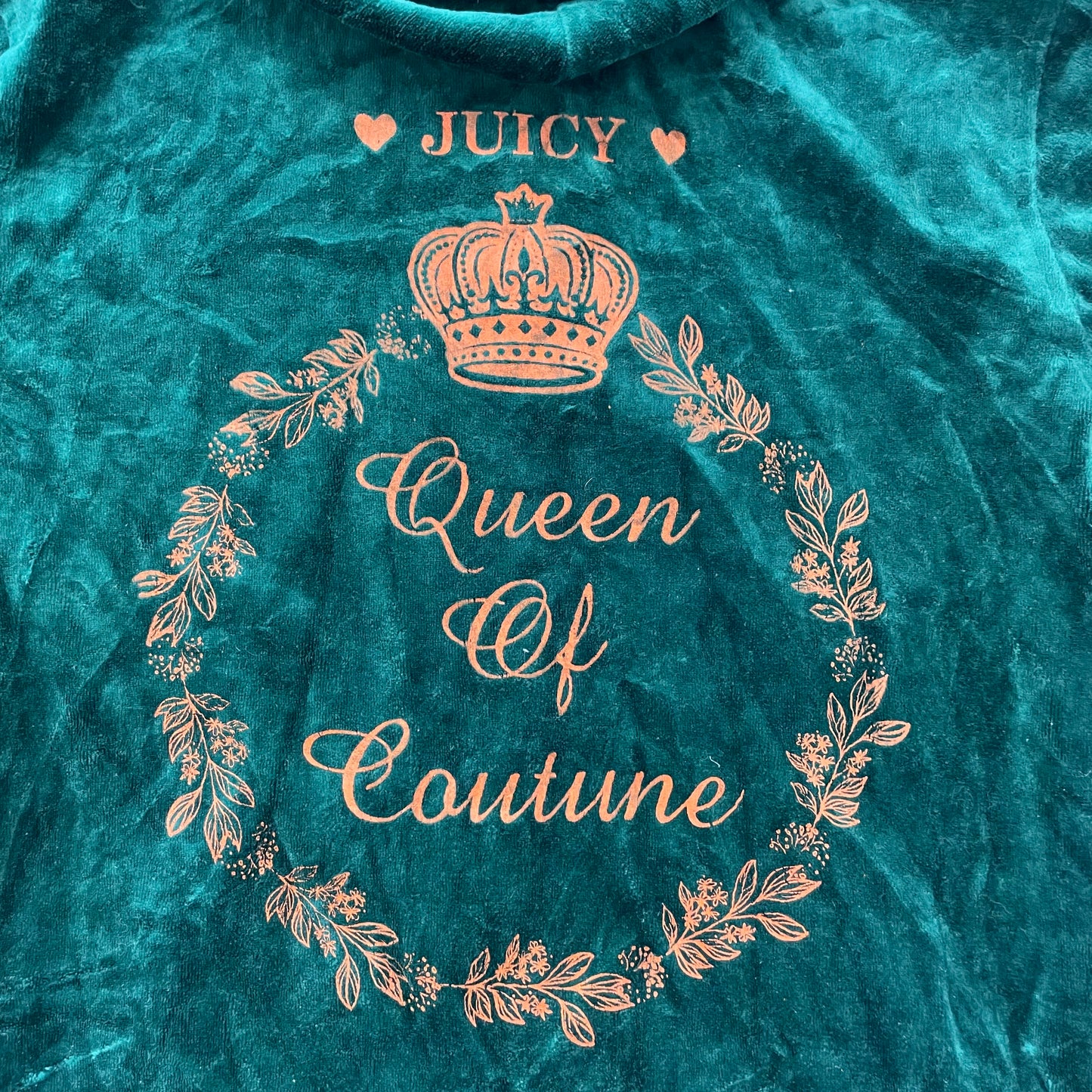 Juicy Couture Women's Dark Green Velour Tracksuit Set Hoodie & Pant Size S/L