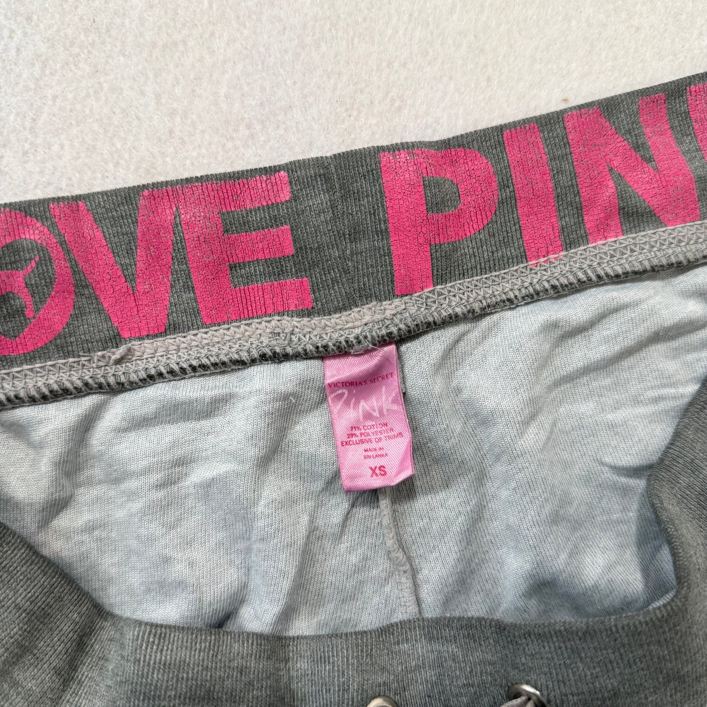 Victoria’s Secret Pink gray velour “Love Pink” flare pants size XS