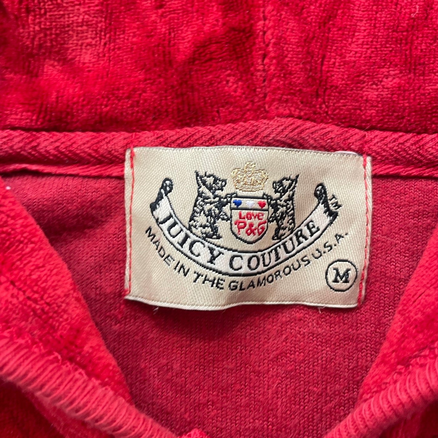 2003 Vintage Juicy Couture Scottie Dogs Womens Dark Red Velour Hoodie Y2k Size M