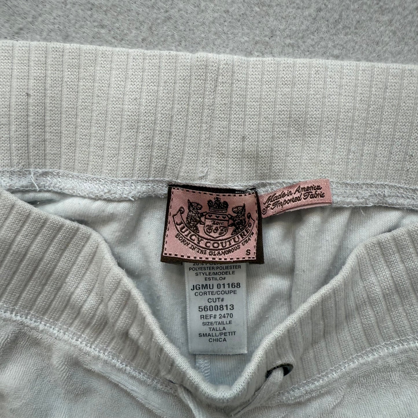 Vintage Juicy Couture Women White Terrycloth Flared Track Pant Drawstring Size S